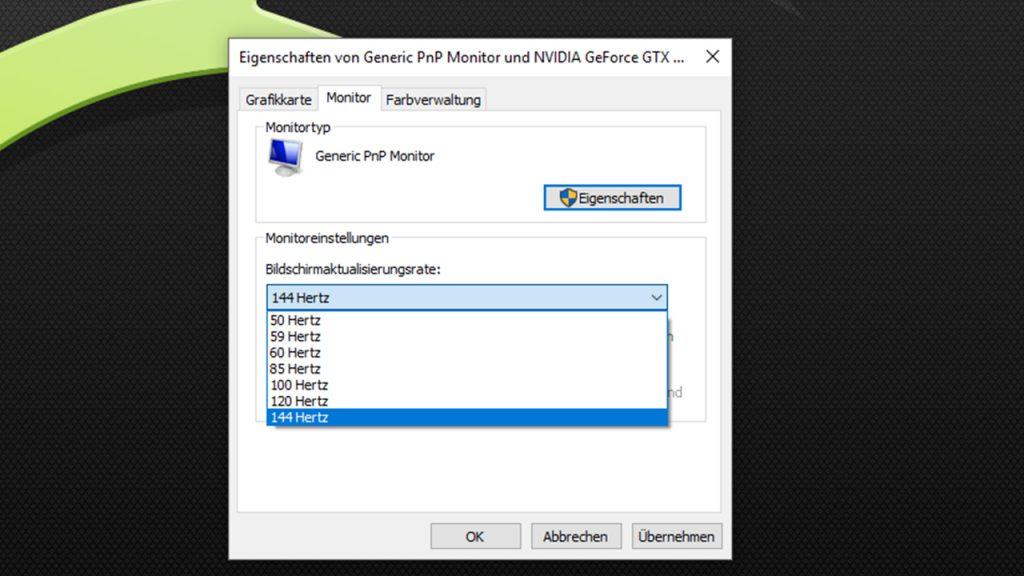 Anleitung 144Hz Monitor unter Windows 10 richtig einstellen