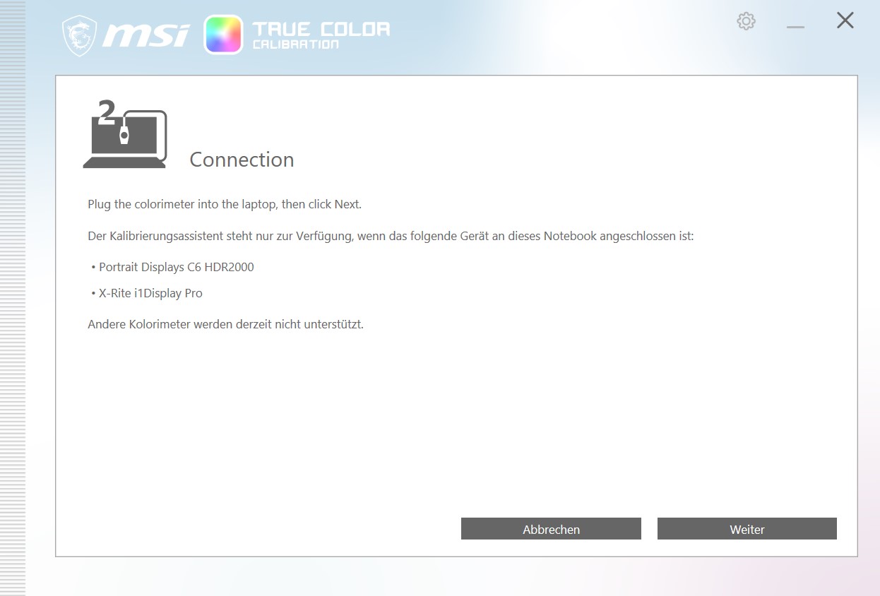 MSI True Color Calibrator Software