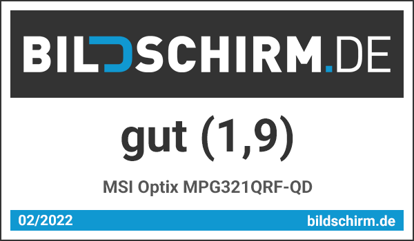 MSI Optix MPG321QRF-QD Bildschirm.de Award Testsiegel