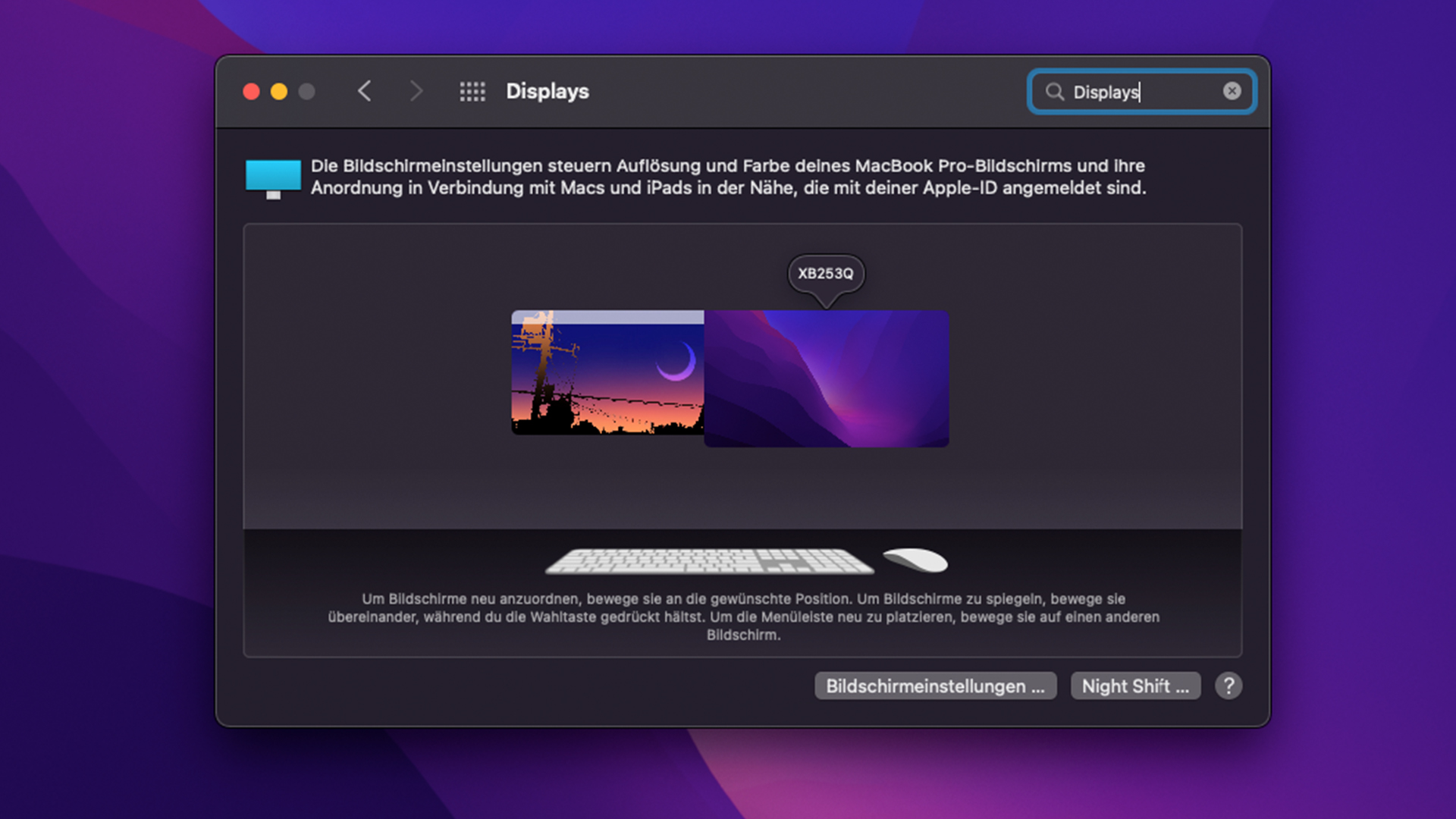 macOS Displays Optionen Bildschirmeinstellungen öffnen