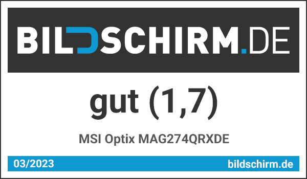 MSI Optix MAG274QRXDE Bildschirm.de Testsiegel
