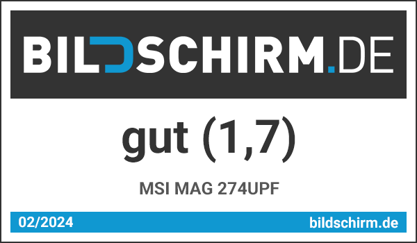 MSI MAG 274UPF - Testsiegel Bildschirm.de Award